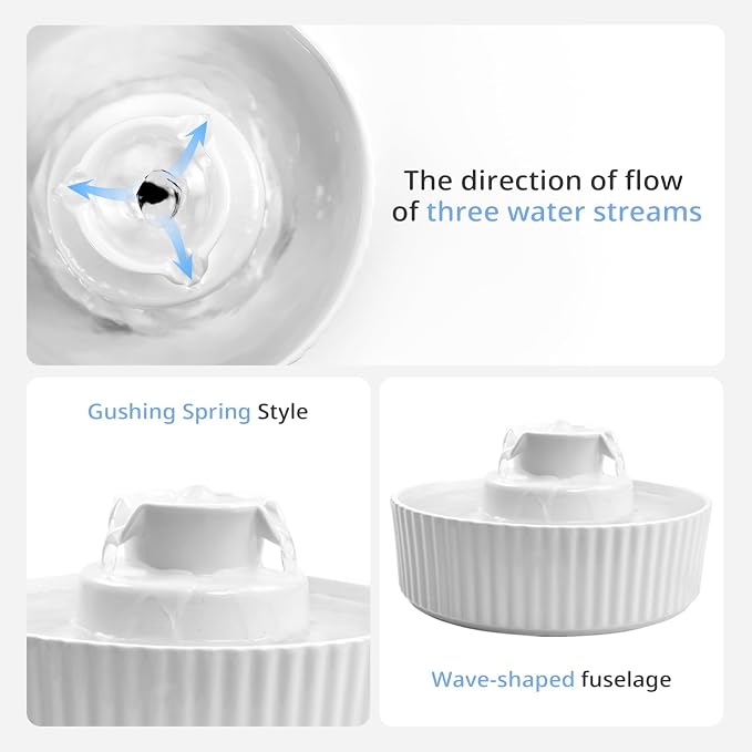 Ceramic Cat Water Fountain, Waatoos 2.1L/71oz Cupcake Pet Water Fountain