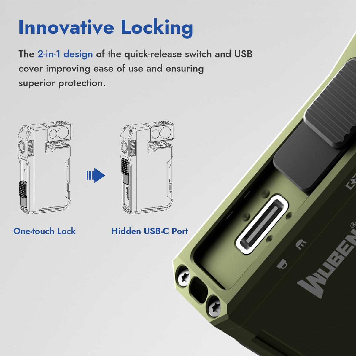 WUBEN G5 Rechargeable EDC Flashlight, Mini Flat Bright Small Flashlight