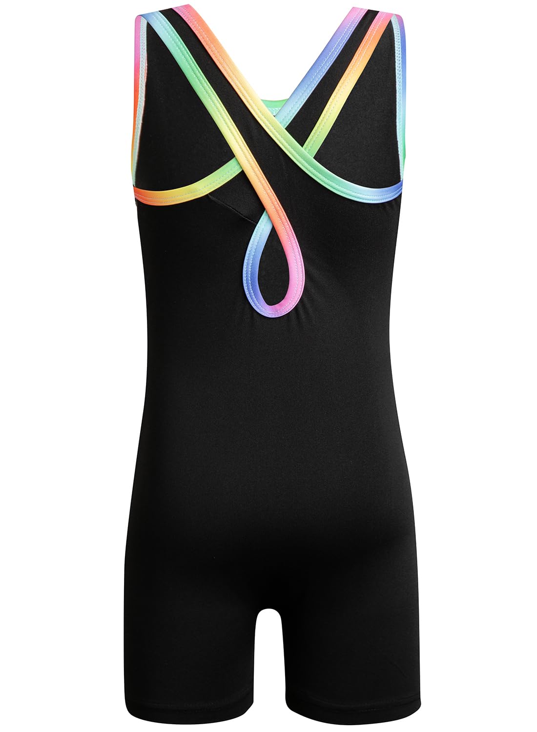 HOZIY Gymnastics Leotards for Girls 8-9 9-10 8-10 Years Black Colorful Rainbow Sequins Biketard Tumbling Outfits Dance Clothes Apparel Sparkly