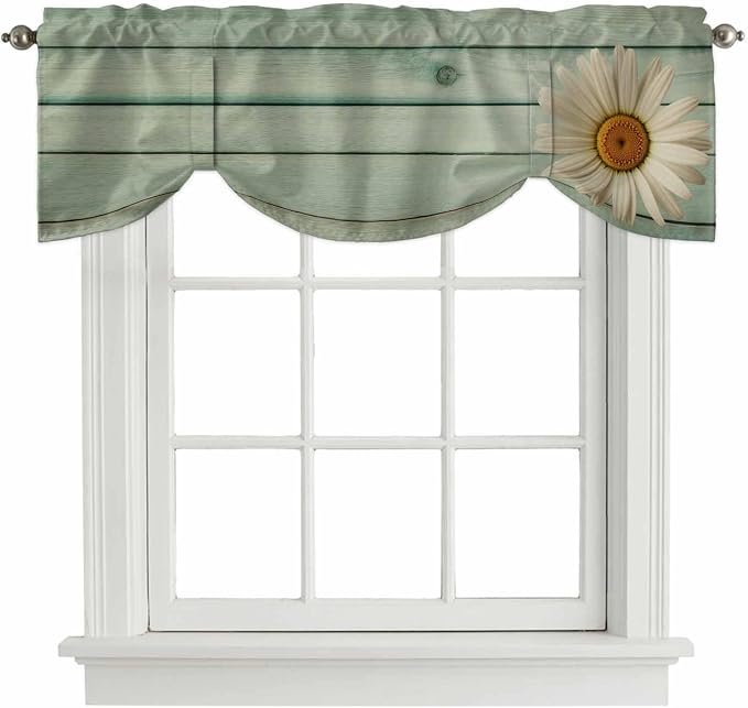 Daisy Flower Tie Up Valance Curtains