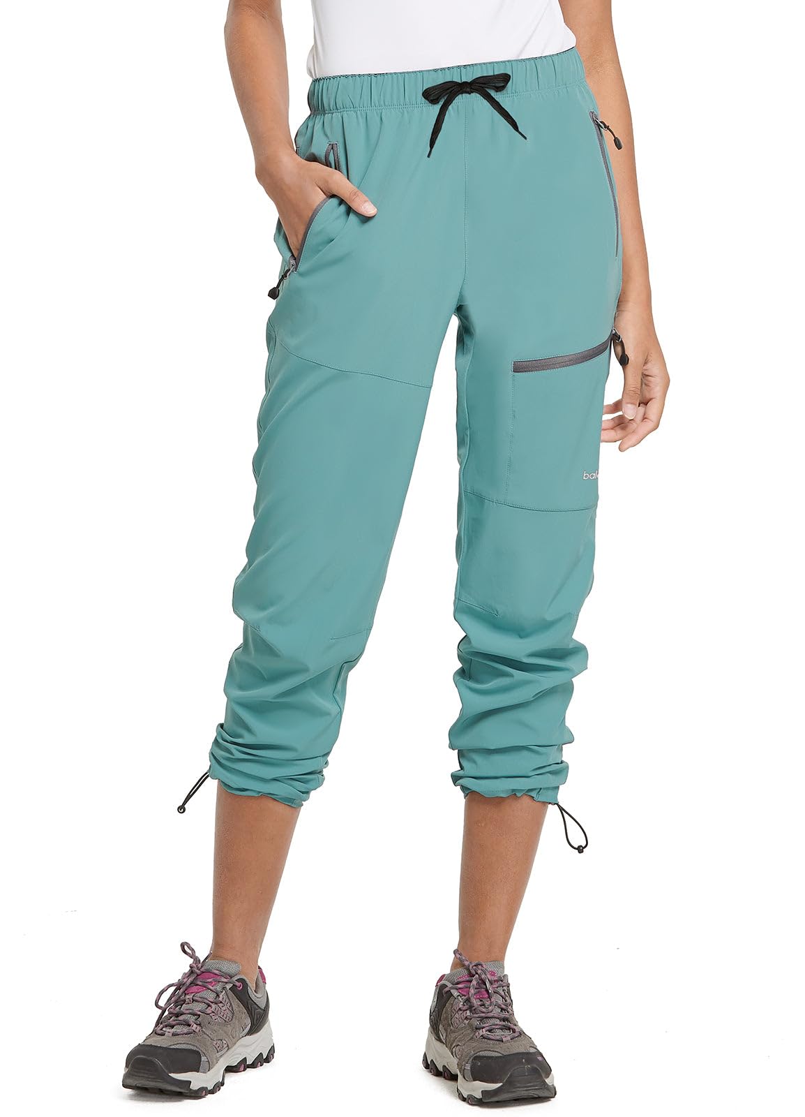 baleaf Women's Hiking Pants Quick Dry Lightweight Water Resistant Stretch Cargo Pants with Zipper Pockets Travel Camping 29''-Pond M