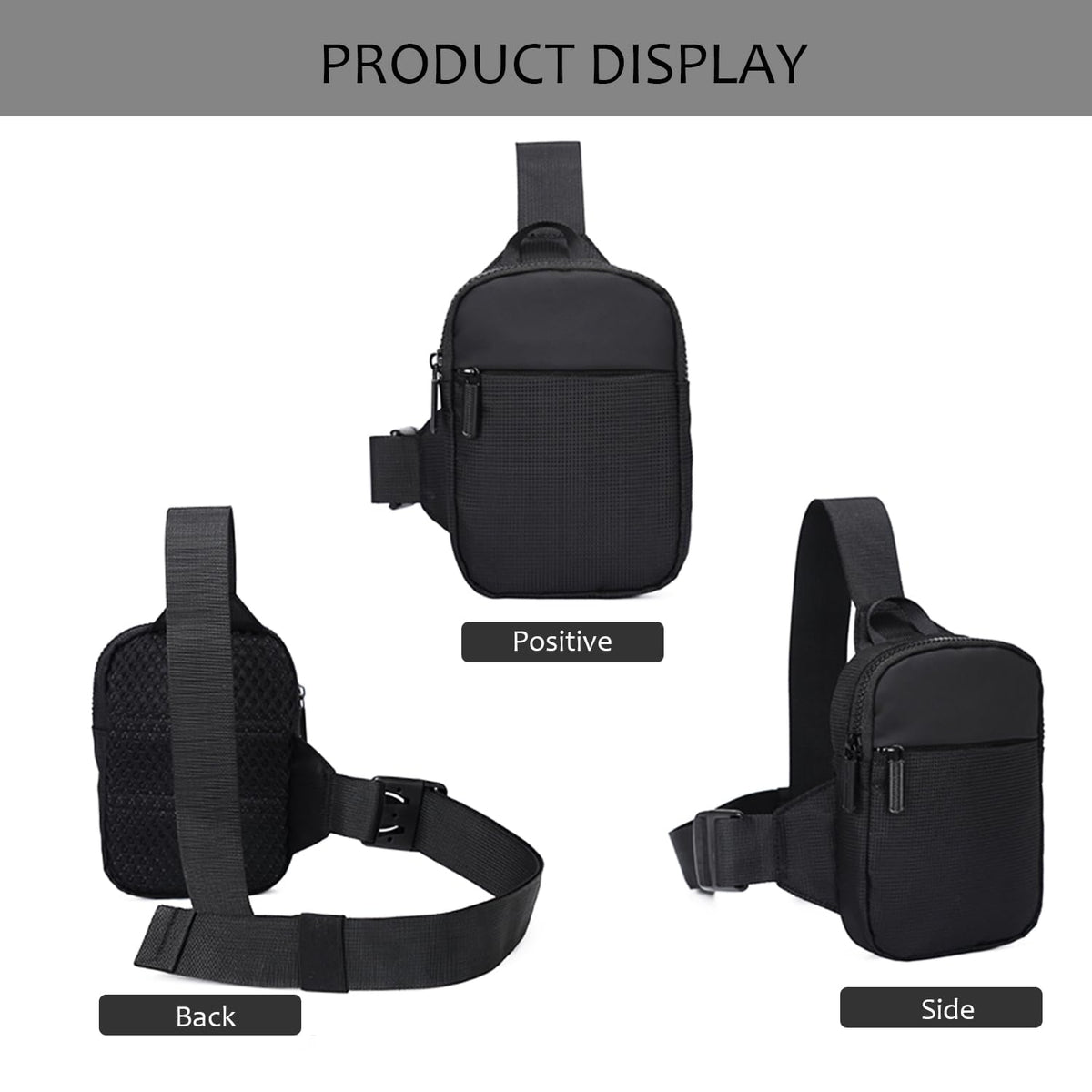 REMUMULUS UnisexAdult Small Crossbody Messenger Bag Durable Sling Crossbody Backpack daypack for Men Women(BLACK)