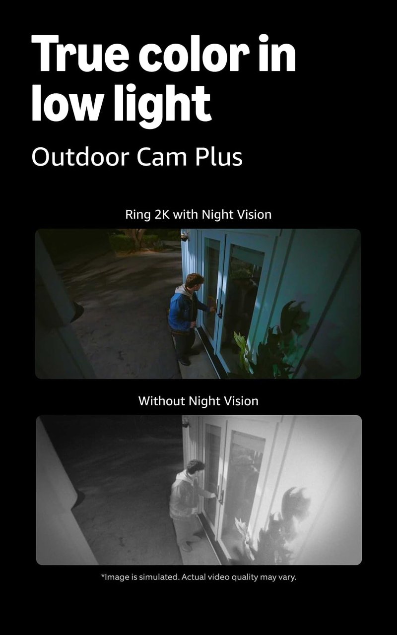 Ring Battery Doorbell (newest model), Speckled Gray with Outdoor Cam Plus, White
