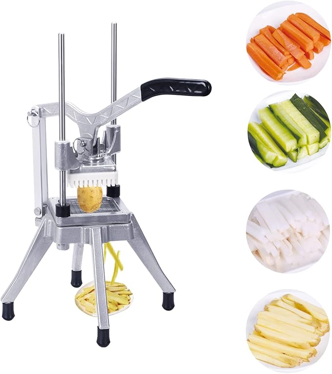 Rismanor Commercial Vegetable Fruit Chopper 1/4″3/8″1/2″Blade Onion Chopper French Fry Cutter Slicer Stainless Steel for Tomato Potato Cutting Restaurant Home Kitchen, Sliver