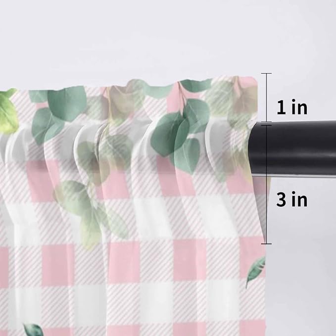 Easter Sheer Valances for Windows 42"x12", Light Filtering Kitchen Curtains