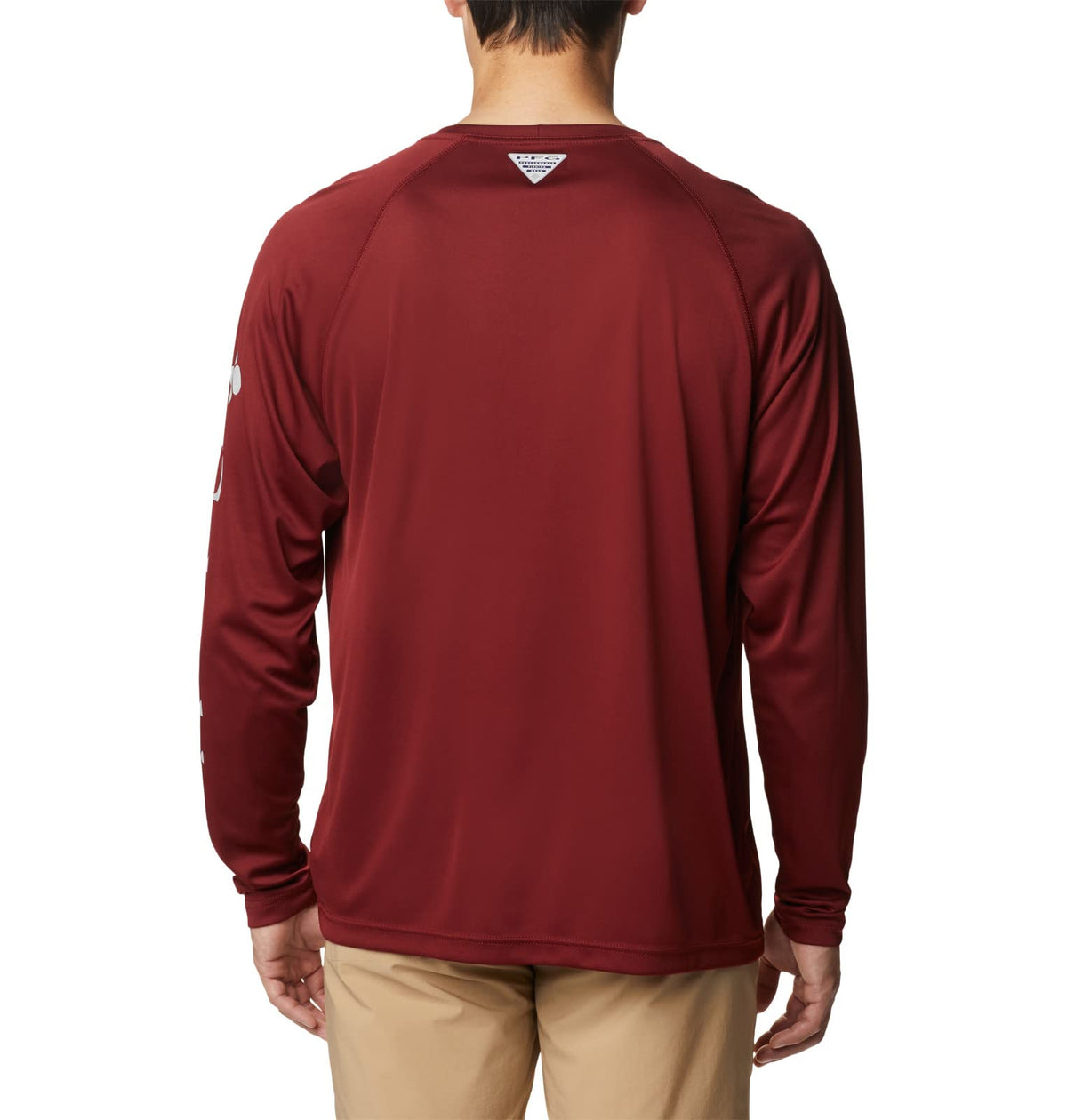 Columbia Men's Terminal Tackle Long Sleeve Shirt, Red Jasper/Cool Grey Logo, Large