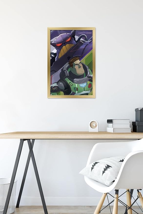 Trends International Disney Pixar Lightyear - Buzz and Zurg Wall Poster, 14.725" x 22.375", Gold Framed Version