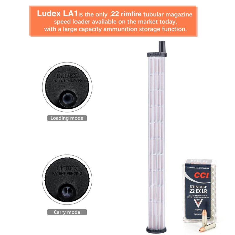 Ludex Rifle Tubular Magazine Speed Loader for .22/.17 Ammo, Design for Lever Action Rifle Tube Magazine, with Large Storage Function
