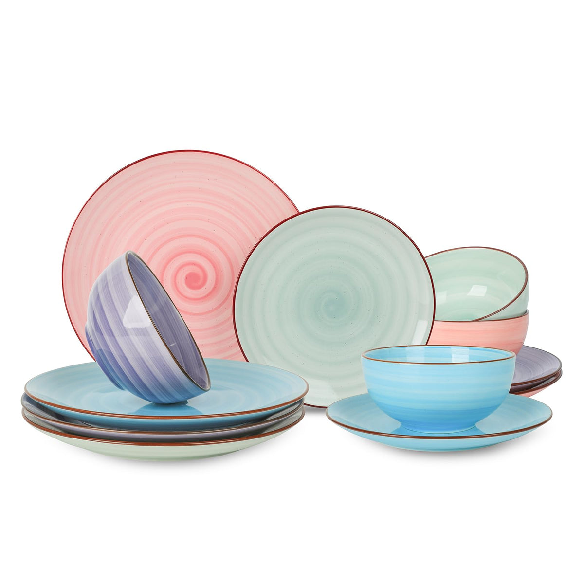 Selamica Ceramic Dinnerware Sets for 4, 16 Pieces Plates and Bowls Sets, Dishes set for 4-Chip and Scratch Resistant, Dishwasher&Microwave Safe, Assorted Colors