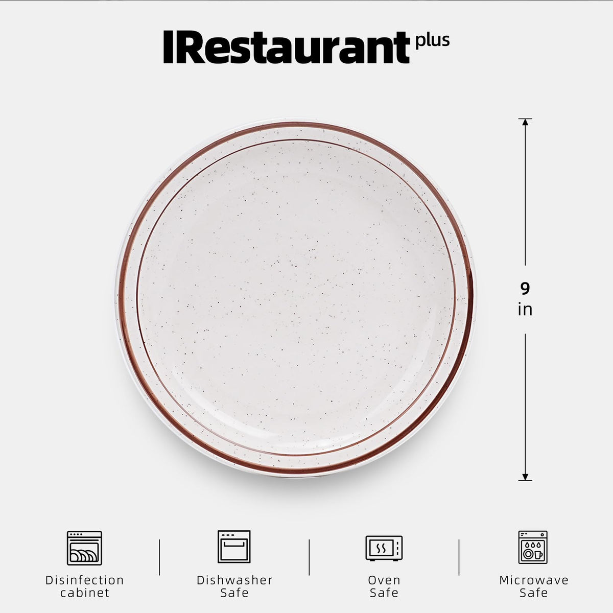 IRESTAURANT PLUS Stoneware Narrow Rim Brown Speckle, Plate 6.5", Case of 36