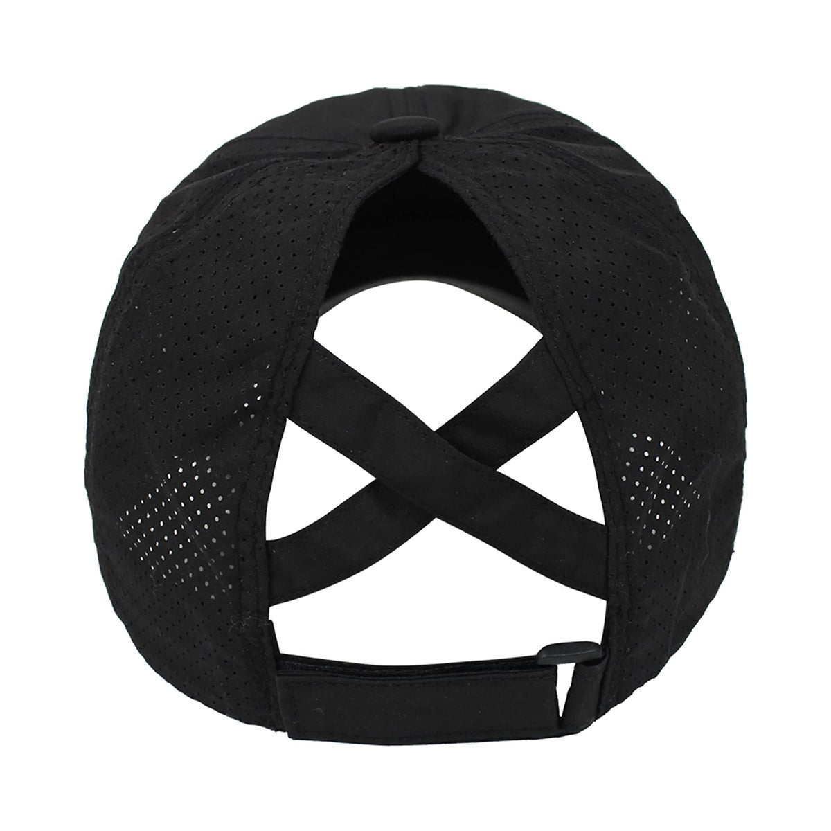 HGGE Womens Criss Cross Ponytail Baseball Cap Adjustable High Messy Bun Trucker Hats Quick Drying Mesh Dad Ponycap for Outdoor Sports Travel Black