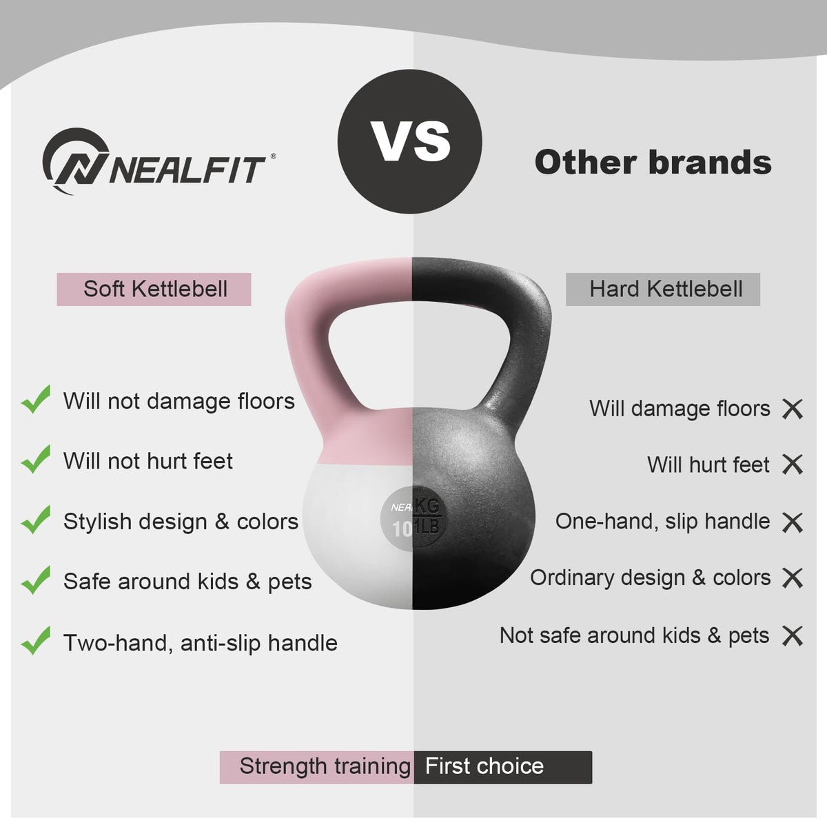 NEALFIT Soft Kettlebell 5LB/10LB/15LB/20LB/25LB, Kettlebells for Home Gym Strength Training, Anti-Slip Fitness Weights for Men Women (20LB Pink-White)