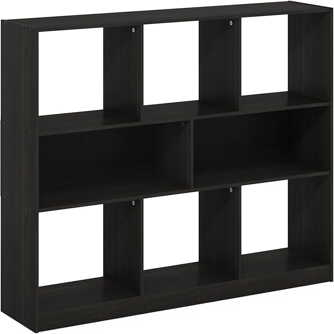 Furinno DALY Book Shelf, 8-Cube Bookshelf, Horizontal Cube Storage Organizer Bookcasde, 10.9 x 47.2 x 39.4, for Living Room, Bedroom, Home Office, Dark Espresso