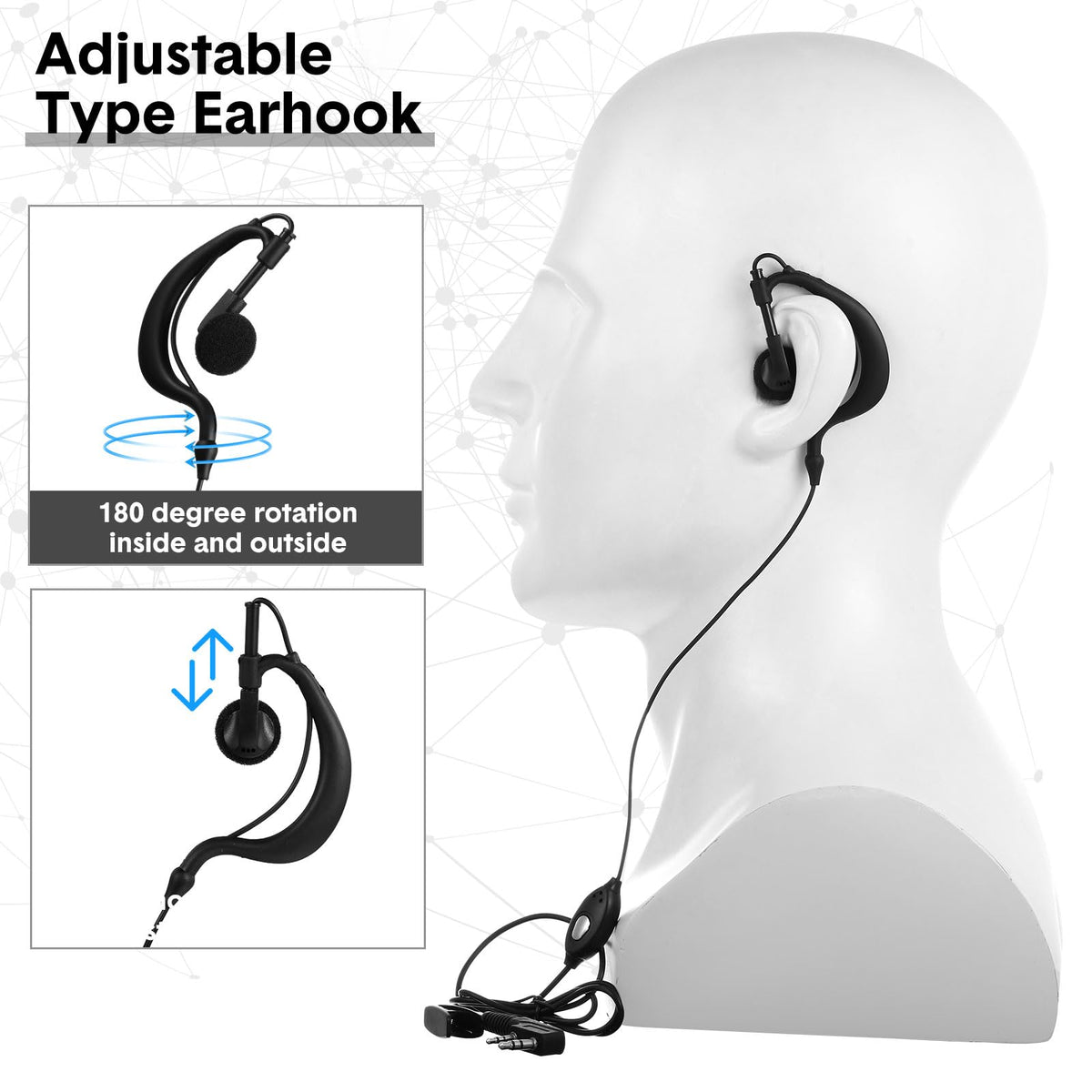 20 Pairs Walkie Talkie Earpiece with Mic 2 Pin Two Way Radio Ear Piece Microphone Earbud Bulk Single Wire Earhook Headset Compatible with Baofeng UV-5R BF-888S Arcshell Retevis H-777 RT21 RT22