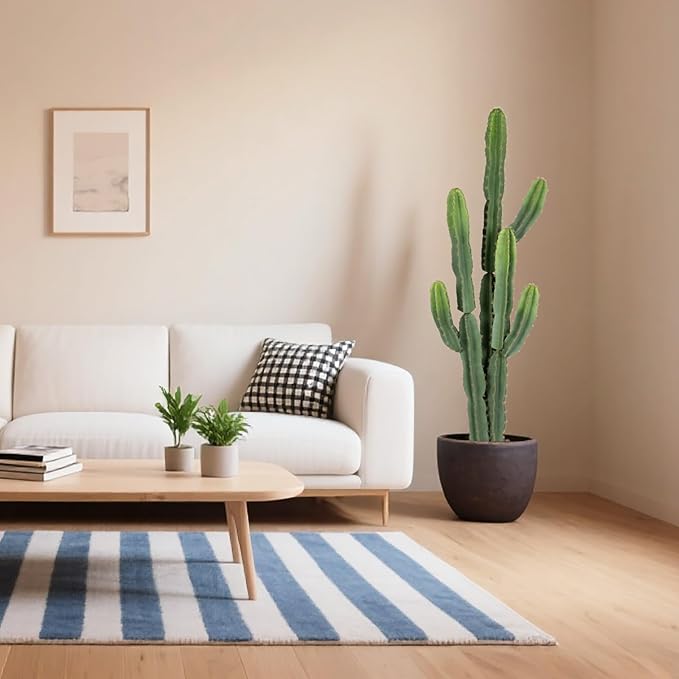UV-Resistant Artificial Fake Cactus Plants 5ft – Large Faux Cowboy Cactus for Indoor & Outdoor Home, Office, or Garden Decor