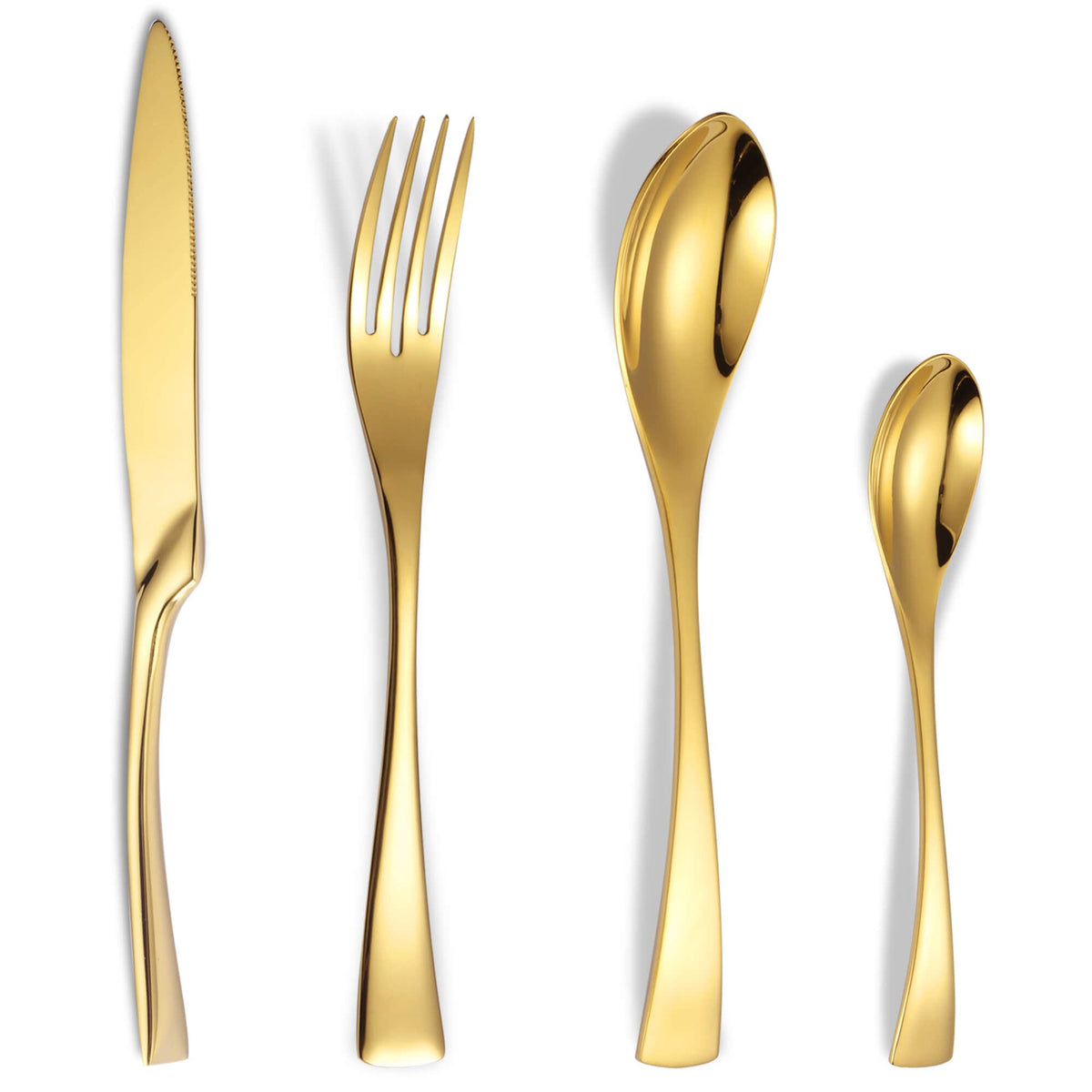 Lemeya 24 Pieces Rose gold Silverware Set for 6,Heavy Duty 18/10 Stainless Steel Flatware Set with Forged Stand Knife,Modern Cutlery Utensil Set,Mirror Polished,Dishwasher Safe