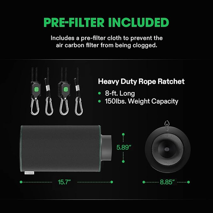 VIVOSUN 6 Inch Air Carbon Filter Smelliness Control