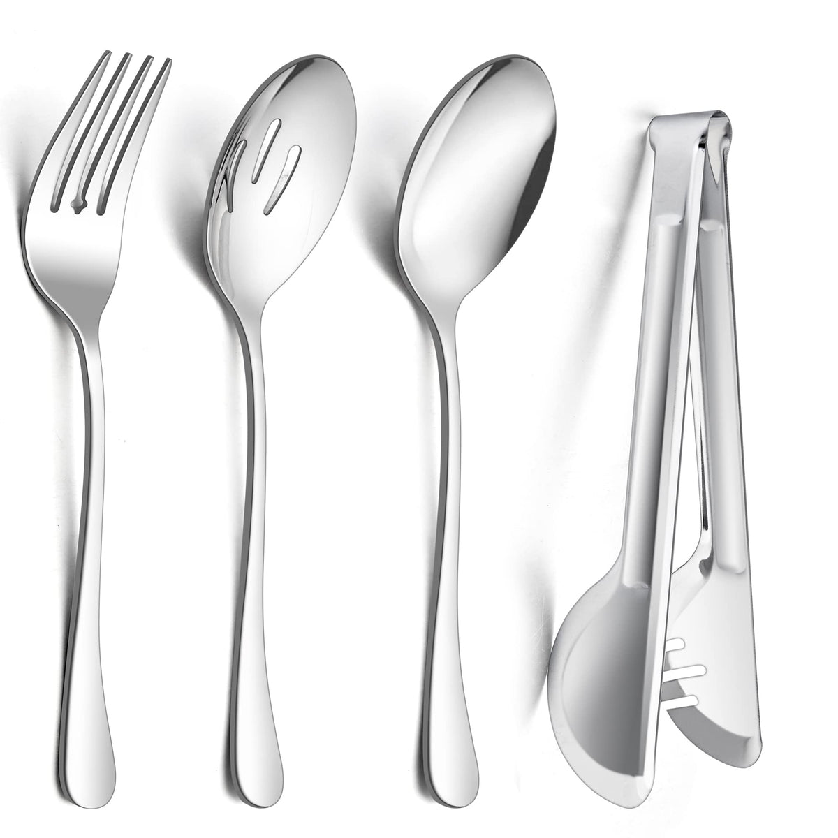 E-far Large Serving Utensils Set of 8, Buffet Serving Spoons Forks Tongs