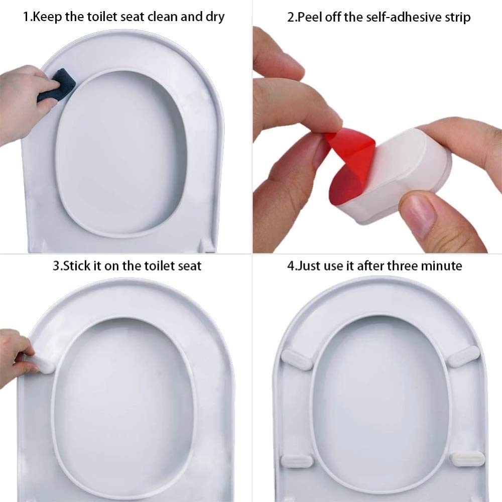 Toilet Seat Bumper for Bidet Attachment with Strong Adhesive White 4PACK
