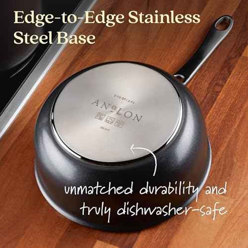 Anolon X Hybrid Nonstick Cookware Saucepan With Lid, Induction Suitable, 3 Quart Non Stick Sauce Pan - Charcoal Gray