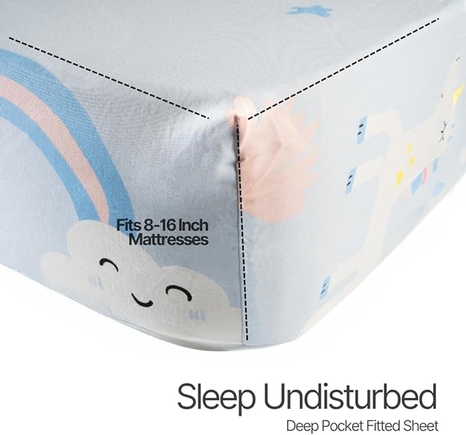 100% Cotton 210TC Salt Earth Kids Bedsheet, Twin Sheets Set for Toddler bed, 3 Piece Bedding Set Including Flat Sheet, Fitted Sheet, and Pillowcase, Themed Cute Sheets for a Playful Kids Bed (Unicorn)