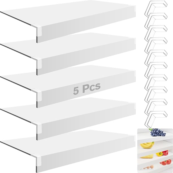 5 Pcs Wire Shelf Cover, 32X12X3 Inch Carbon Fiber Material Shelf Covers for Pantry Shelves(Not Wood), Waterproof Removable Closet Shelving Liner for Home Kitchen,Office Organization - White