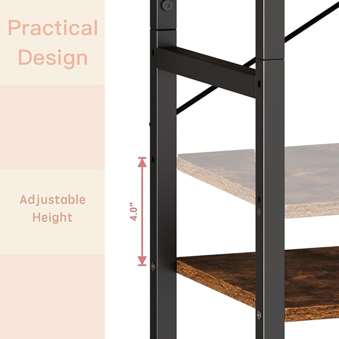 Book Shelf, Adjustable 6-Tier Tall Bookshelf, Wooden Bookcase Shelves for Bedroom, Living Room, Display Shelf for Home, Office, Kitchen, Standing Shelving Unit Storage Organizer BC-BR-6
