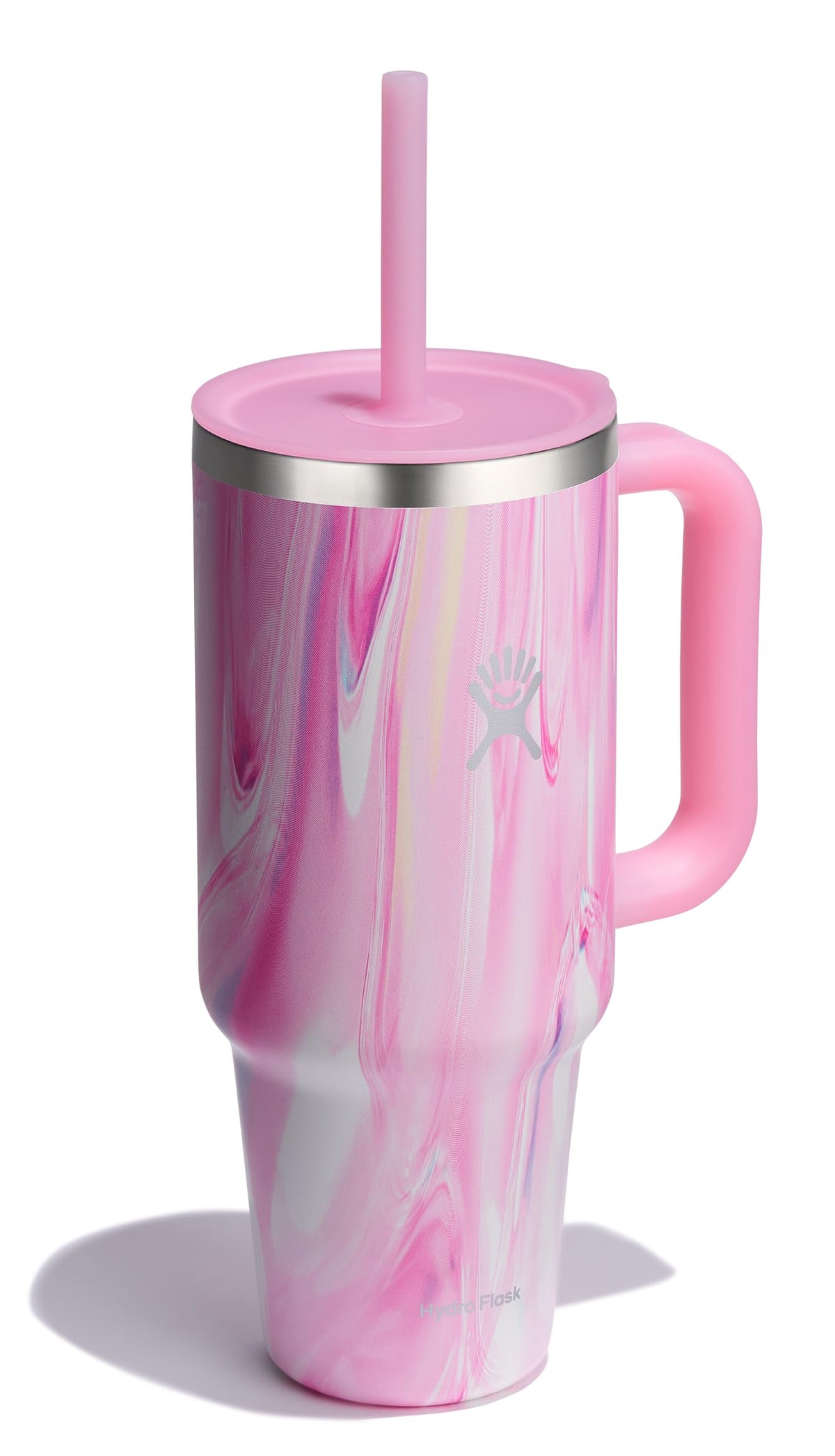 Hydro Flask 40 Oz Travel Tumbler with Handle, Lid and Straw - Insulated Stainless Steel in 40 Oz Jelly Pink