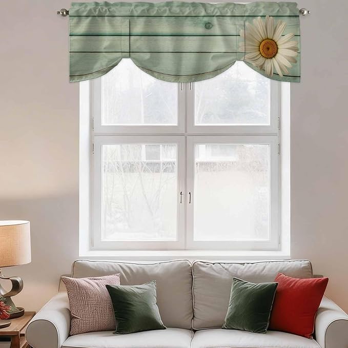 Daisy Flower Tie Up Valance Curtains