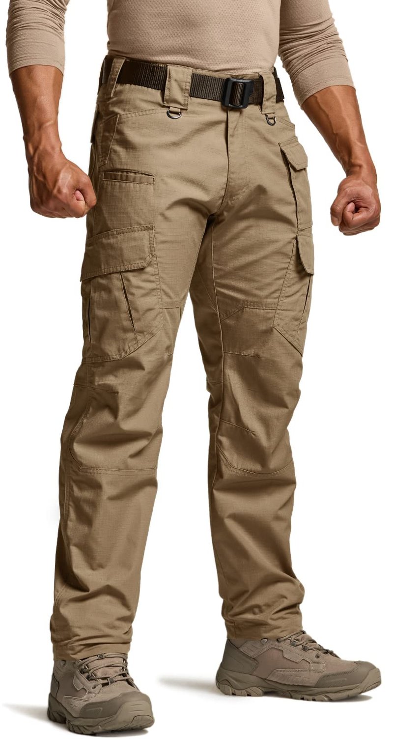 CQR Men's Tactical Pants, Water Resistant Ripstop Cargo Pants, Lightweight EDC Work Hiking Pants, Outdoor Apparel, Raider Mag Cougar, 44W x 30L