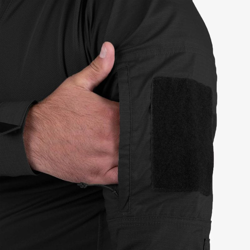 Propper Kinetic Tactical Combat Shirt, Ripstop Fabric Quarter Zip, Long Sleeve Shirt for Military and Law Enforcement, Black, Medium Short