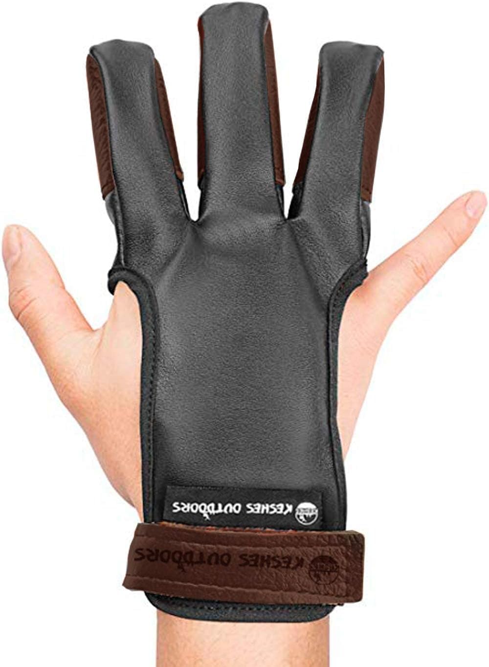 KESHES Archery Glove Finger Tab Accessories - Leather Gloves for Recurve & Compound Bow - Three Finger Guard for Men Women & Youth