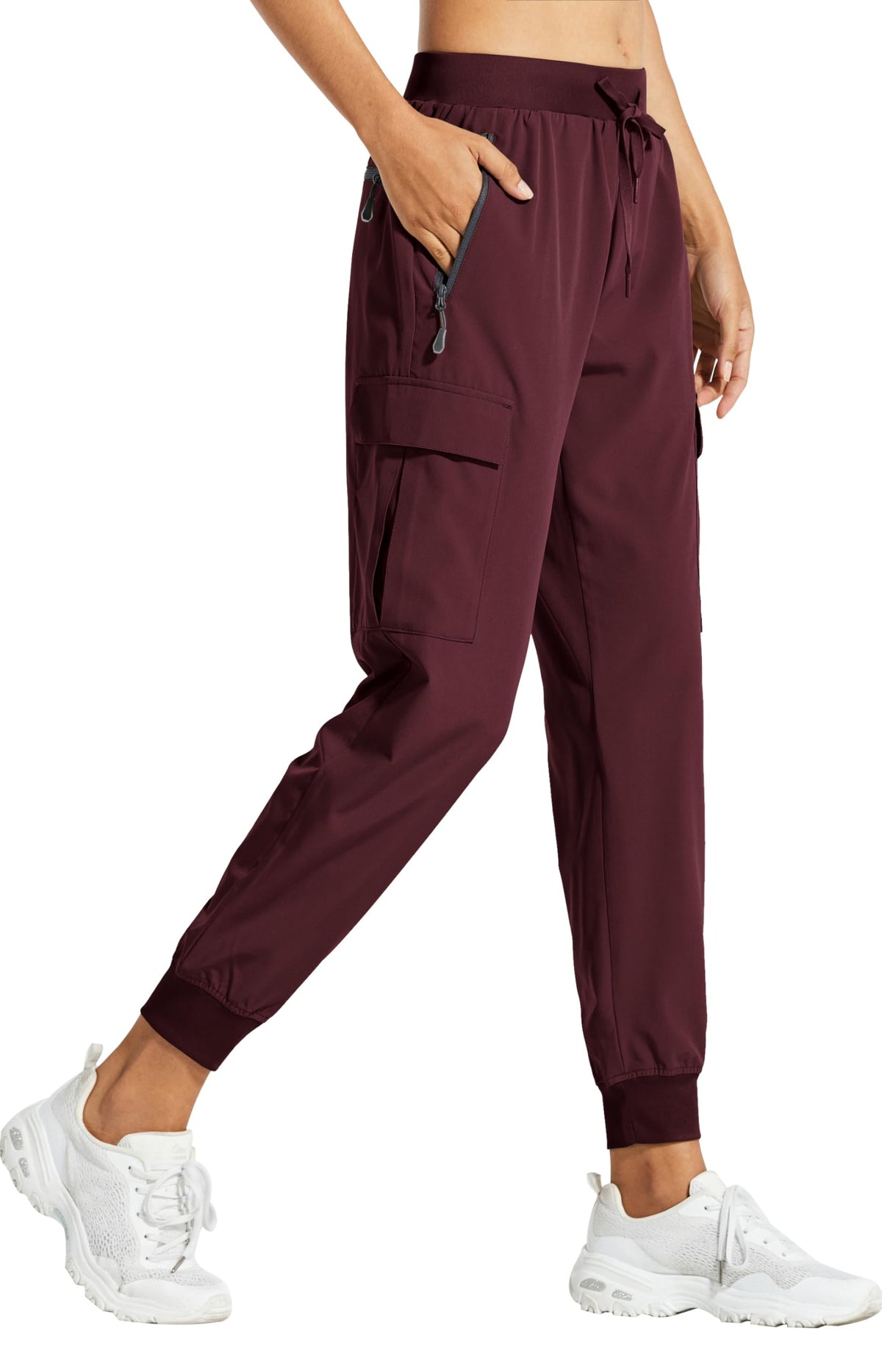 Libin Women's Cargo Joggers Lightweight Quick Dry Hiking Pants Athletic Lounge Casual Travel, Wine Red XXL