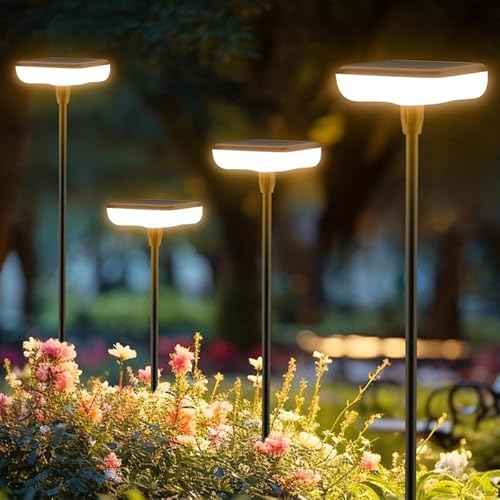 Solar Pathway Lights Outdoor 6 Pack Solar Powered Garden Lights 12H Long Lasting Auto On/Off Solar Swaying Light IP65 Waterproof for Planter Flowers Landscape Lighting Decoration Warm White