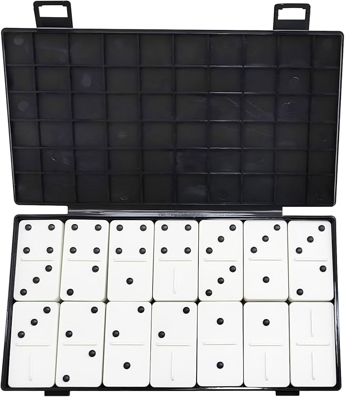 Dominoes Set for Blind, Portable Double 6 Game Set with 28 Pieces, Tactile Sturdy Double - Six Game with Raised Dots for Weak Sight, Visual Impaired & Vision Disorder