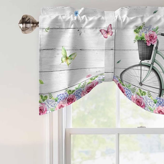 Spring Tie Up Valance Curtains for Windows, Kitchen Curtains Window Shades