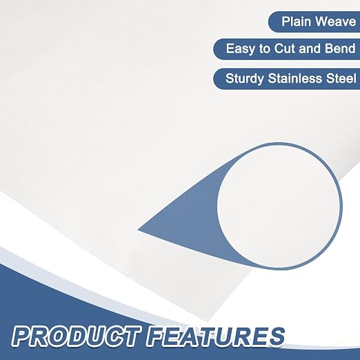 uxcell 200 Mesh 79" x 12" Woven Wire Mesh, 304 Stainless Steel Air Vent Filter
