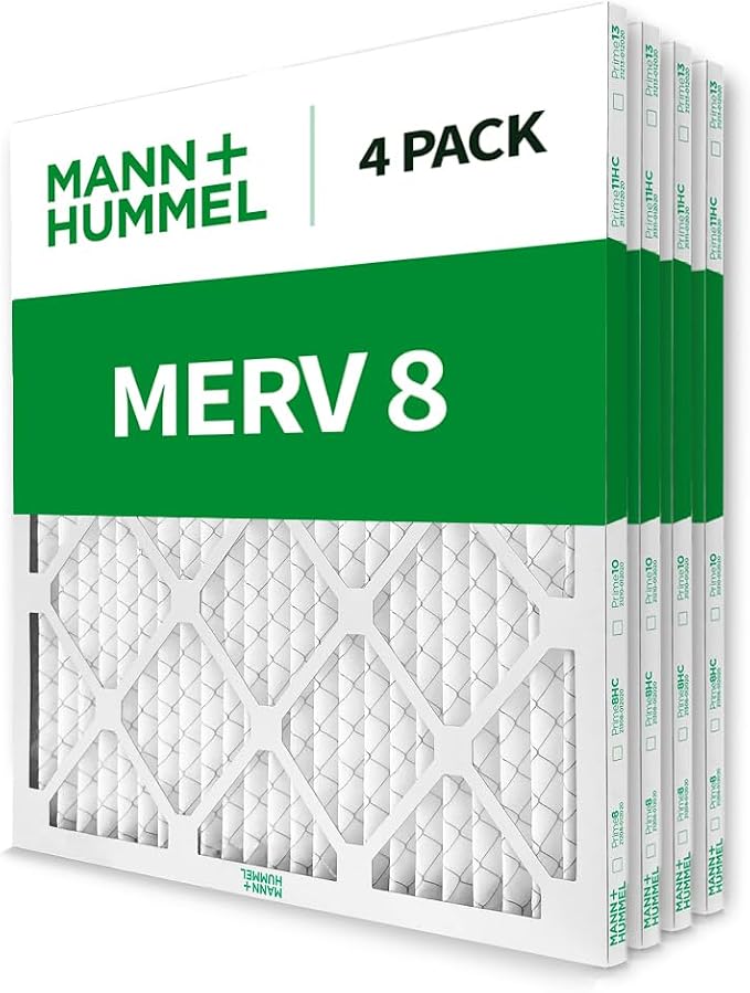 Mann+Hummel 18x20x1 MERV 8 Pleated HVAC AC Furnace Air Filters. 4 Pack.