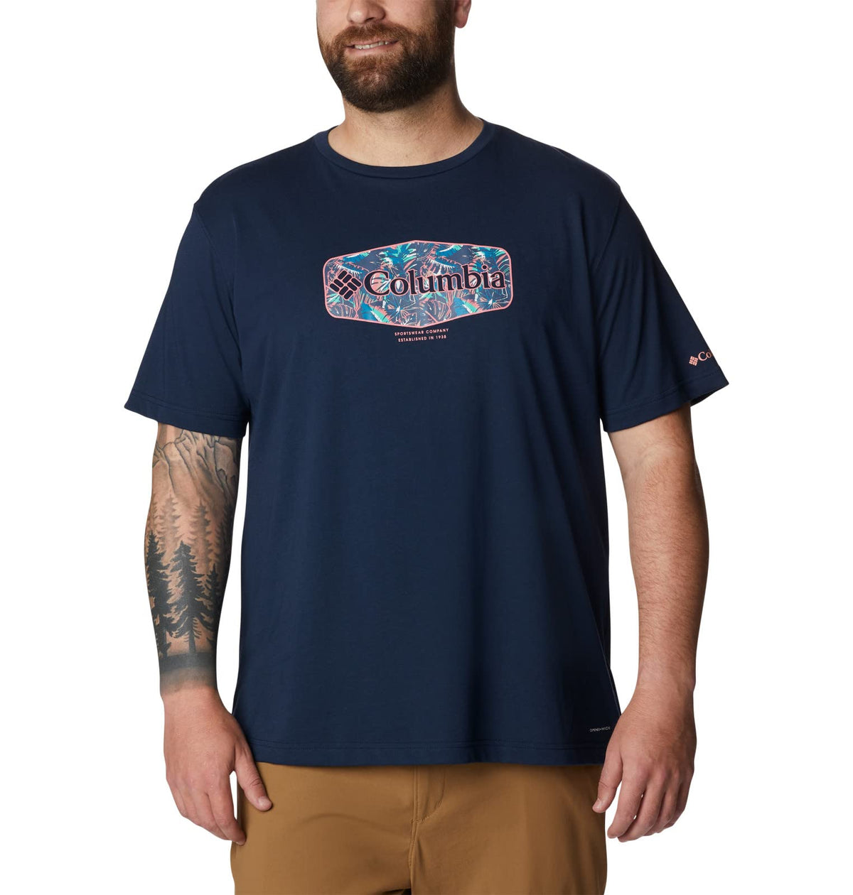 Columbia Men's Thistletown Hills Graphic Short Sleeve, Collegiate Navy HTHR/Wanderland Graphic, X-Large