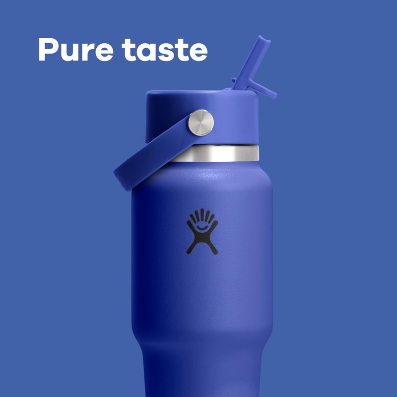 Hydro Flask Travel Water Bottle - Insulated Stainless Steel - Wide Straw Lid, Non Spill, Leakproof in 32 Oz Tonal White