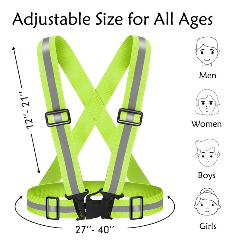 Fepdiu High Visibility Reflective Vest Safety Vest Running Reflective Gear Adjustable Reflective Vest for Walking,Jogging,Hiking,Night Cycling (Yellow)