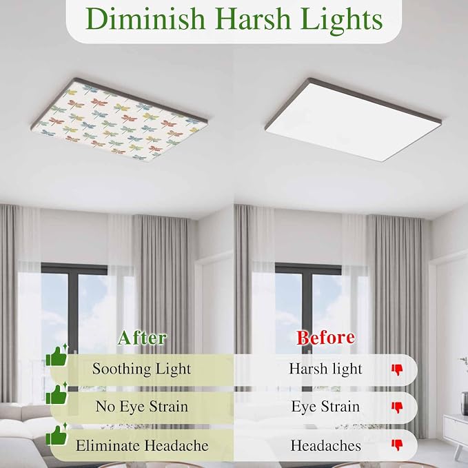 Fluorescent Light Covers for Ceiling Lights Watercolor Dragonfly Magnetic Light