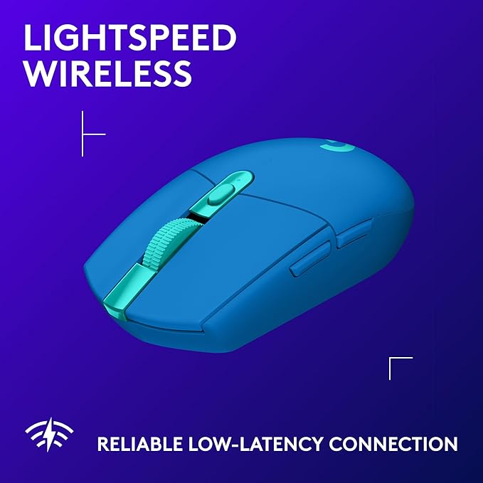 Logitech G305 Lightspeed Wireless Gaming Mouse, Hero Sensor, 12,000 DPI, Lightweight, 6 Programmable Buttons, 250h Battery, On-Board Memory, Compatible with PC, Mac - Blue