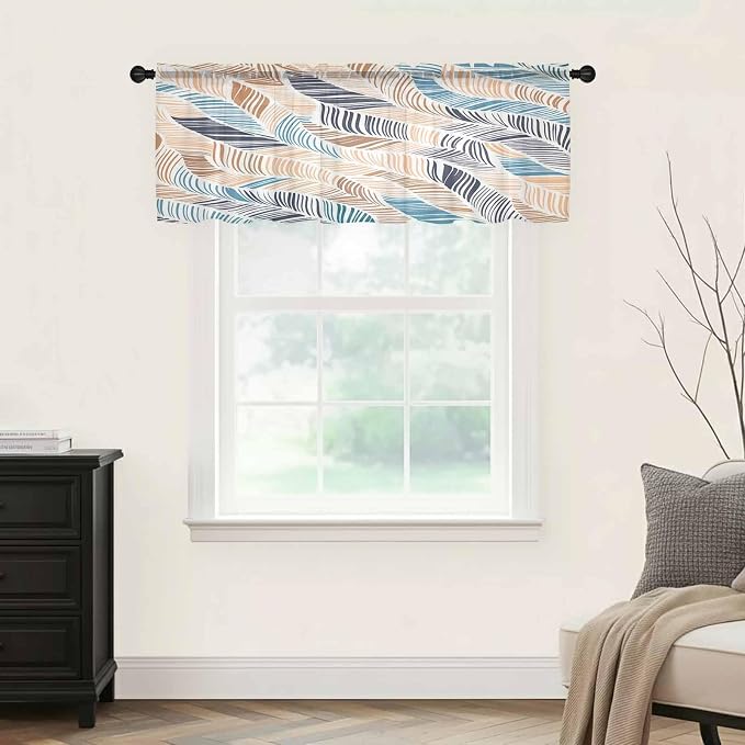 Abstract Stripes Sheer Valance Curtains