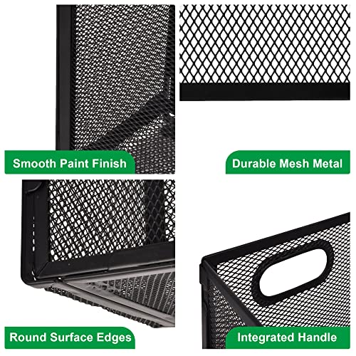 EASEPRES Desk Hanging File Organizer with 5 Folders, Mesh Metal Letter-Size Desktop File Holder Box for Filing Folder Storage Basket, 1 Pack Black, 12.2 x 9.45 x 5.45 inches - size: 1 Pack with 5 Folders