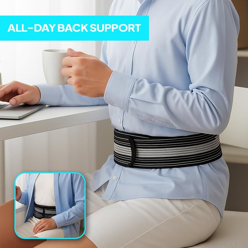Canviu Back Brace for Lower Back Pain - Immediate Relief from Sciatica, Herniated Disc, Scoliosis - Breathable + Lumbar Support Pad - For Men & Women (Large)