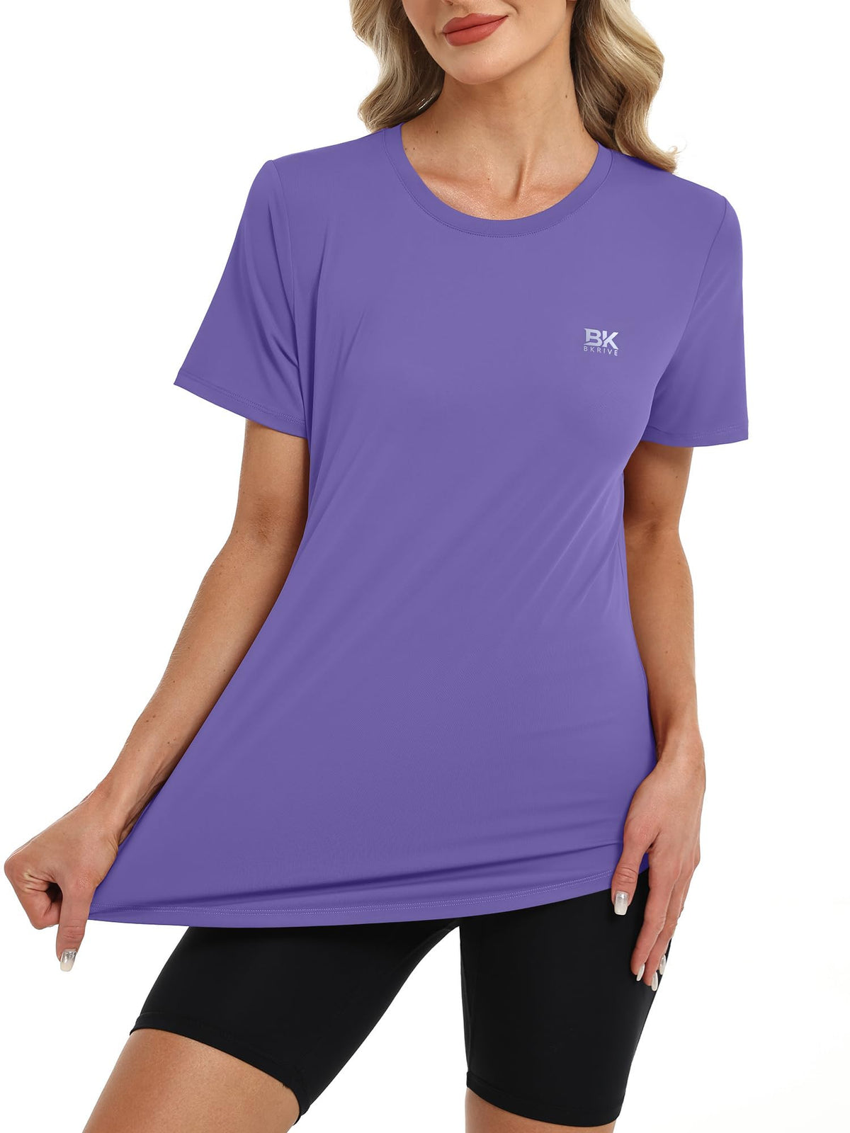 BKRIVE Workout Shirts Women Yoga Tops Loose Fit Athletic Clothes Purple-XL