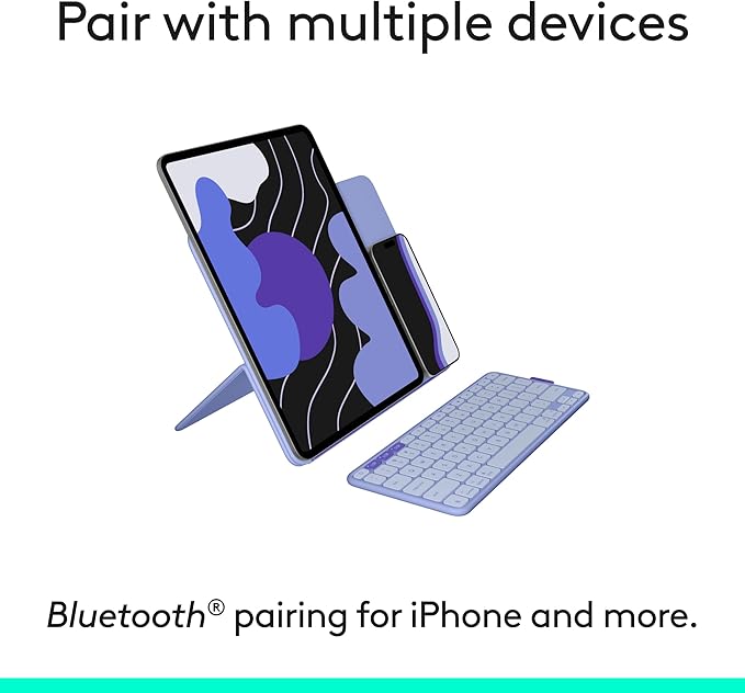 Logitech Flip Folio, Keyboard Case for iPad Pro 13-inch (M4 & M5) & iPad Air 13-inch (M2, M3 & M4) (2024, 2025 & 2026) - Protective & Stowable Bluetooth Keyboard Case, Multi-Device - Lilac