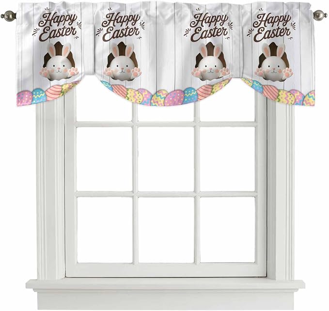 Grey Easter Tie Up Valance Curtains