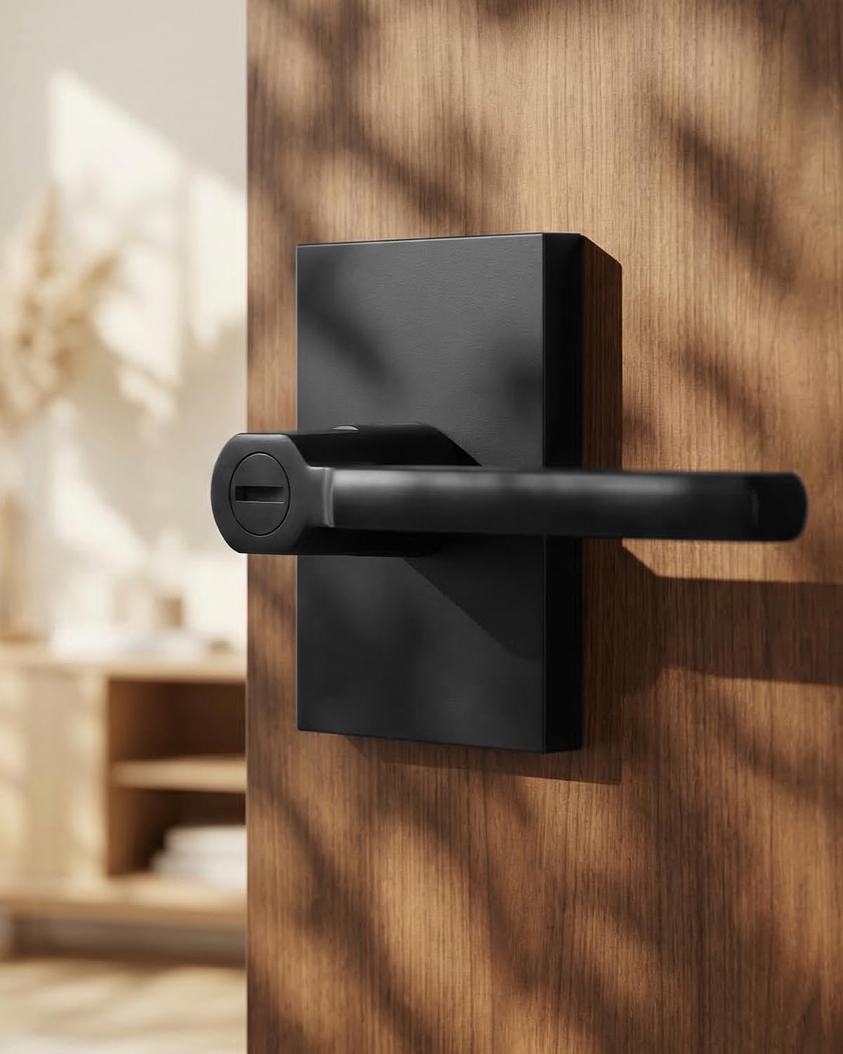 Goldenwarm Black Door Handles Interior,Matte Black Privacy Door Handle for Bedroom Bathroom, Keyless Door Lever Adjustable & Reversible,4 Pack